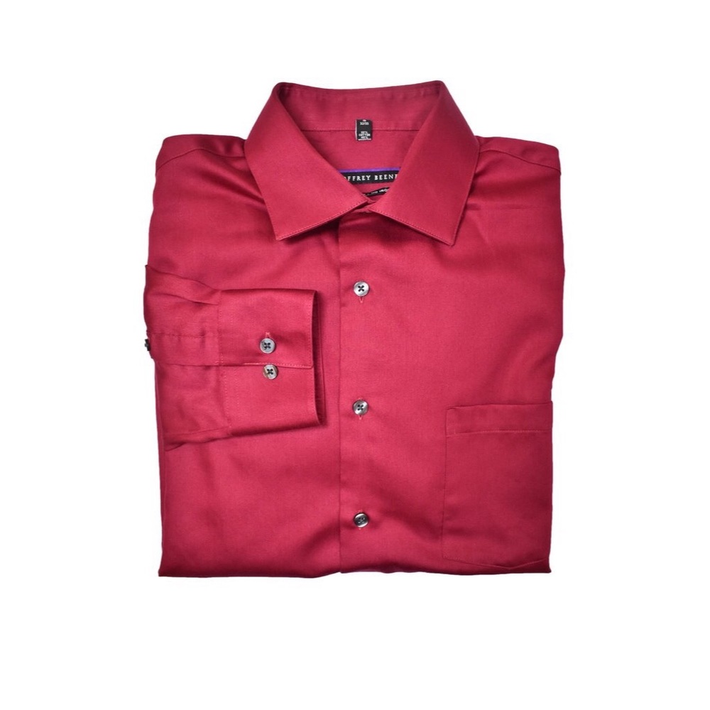 Geoffrey Beene Red Long Sleeve Dress Shirt